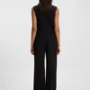 Sleeveless mock-neck sweater in merino wool