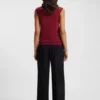 Sleeveless mock-neck sweater in merino wool