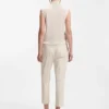 Sleeveless mock-neck sweater in merino wool