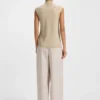 Sleeveless mock-neck sweater in merino wool
