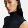 Sleeveless mock-neck sweater in merino wool