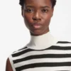 Sleeveless mock-neck sweater in merino wool