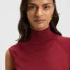 Sleeveless mock-neck sweater in merino wool