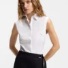 Sleeveless slim-fit blouse in a cotton blend