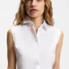 Sleeveless slim-fit blouse in a cotton blend