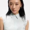 Sleeveless slim-fit blouse in a cotton blend