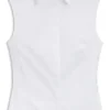 Sleeveless slim-fit blouse in a cotton blend