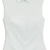 Sleeveless slim-fit blouse in a cotton blend