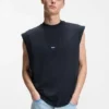 Sleeveless T-shirt in cotton jersey with logo detail