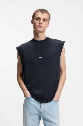 Sleeveless T-shirt in cotton jersey with logo detail