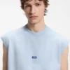 Sleeveless T-shirt in cotton jersey with logo detail