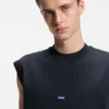 Sleeveless T-shirt in cotton jersey with logo detail