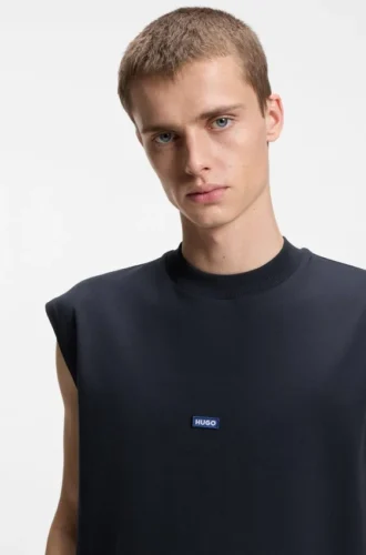 Sleeveless T-shirt in cotton jersey with logo detail