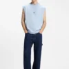 Sleeveless T-shirt in cotton jersey with logo detail