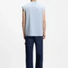 Sleeveless T-shirt in cotton jersey with logo detail
