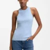 Sleeveless top with irregular rib