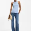 Sleeveless top with irregular rib