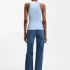 Sleeveless top with irregular rib