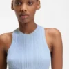 Sleeveless top with irregular rib