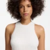 Sleeveless top with irregular rib