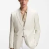Slim-fit blazer in checked linen, cotton and silk