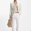 Slim-fit blazer in checked linen, cotton and silk