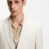 Slim-fit blazer in checked linen, cotton and silk