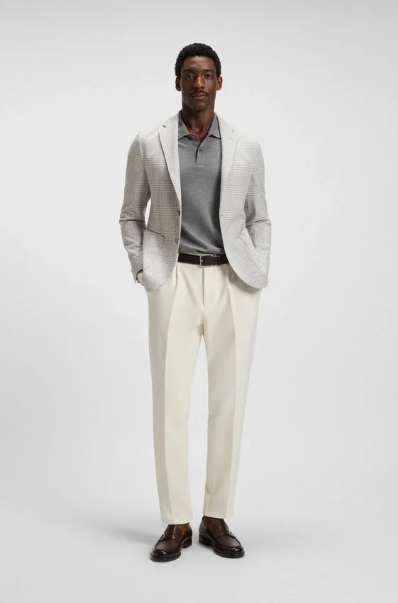 Slim-fit blazer in checked stretch fabric Slim-fit blazer in checked stretch fabric