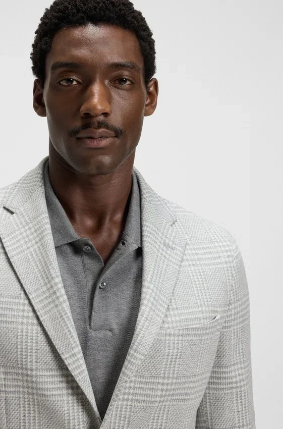 Slim-fit blazer in checked stretch fabric Slim-fit blazer in checked stretch fabric