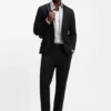 Slim-fit blazer in cotton-blend jersey