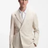Slim-fit blazer in striped linen and cotton