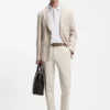 Slim-fit blazer in striped linen and cotton