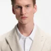 Slim-fit blazer in striped linen and cotton