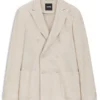 Slim-fit blazer in striped linen and cotton