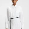 Slim-fit blouse with faux-leather belt Slim-fit blouse with faux-leather belt