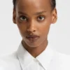 Slim-fit blouse with faux-leather belt Slim-fit blouse with faux-leather belt