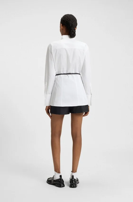 Slim-fit blouse with faux-leather belt Slim-fit blouse with faux-leather belt