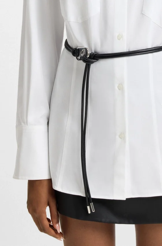 Slim-fit blouse with faux-leather belt Slim-fit blouse with faux-leather belt