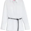 Slim-fit blouse with faux-leather belt Slim-fit blouse with faux-leather belt