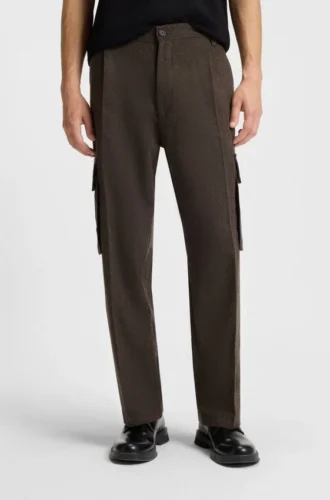 Slim-fit cargo trousers in herringbone fabric