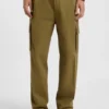 Slim-fit cargo trousers in mercerised cotton