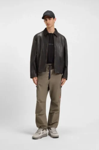 Slim-fit cargo trousers in ripstop cotton