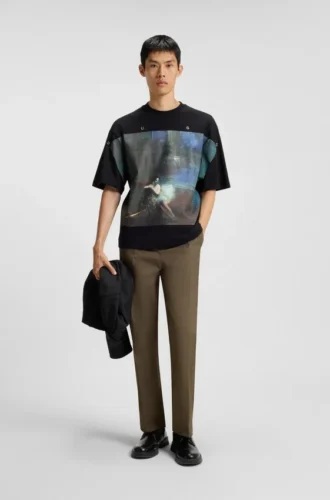 Slim-fit chinos in mercerised cotton twill