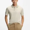 Slim-fit cotton polo shirt with striped collar