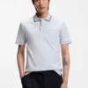 Slim-fit cotton polo shirt with striped collar