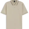 Slim-fit cotton polo shirt with striped collar