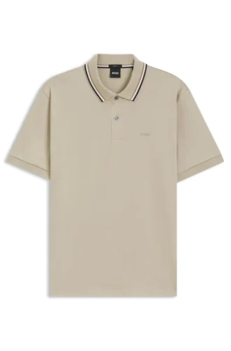 Slim-fit cotton polo shirt with striped collar