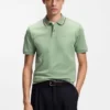 Slim-fit cotton polo shirt with striped collar