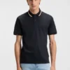 Slim-fit cotton polo shirt with striped collar