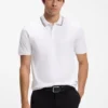 Slim-fit cotton polo shirt with striped collar